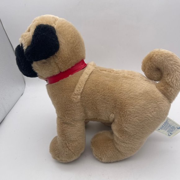 2013 Build A Bear Pug Tan Puppy Dog Pug 14” Stuffed Animal Plush Red Collar - Picture 2 of 10